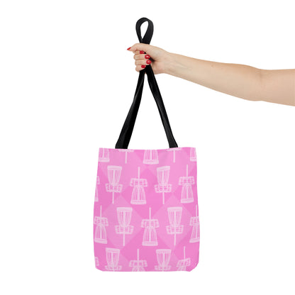 Disc Golf Baskets Pink, AOP Polyester Tote Bag