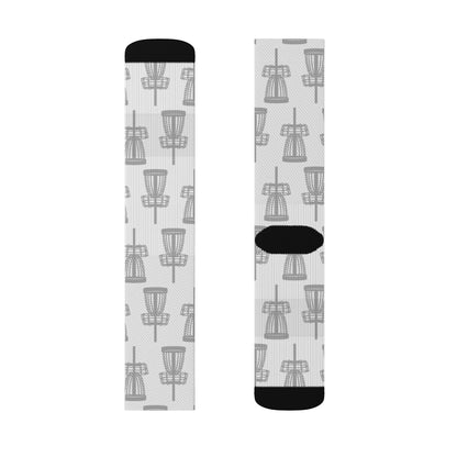 Disc Golf Basket Prism Pattern Socks - White