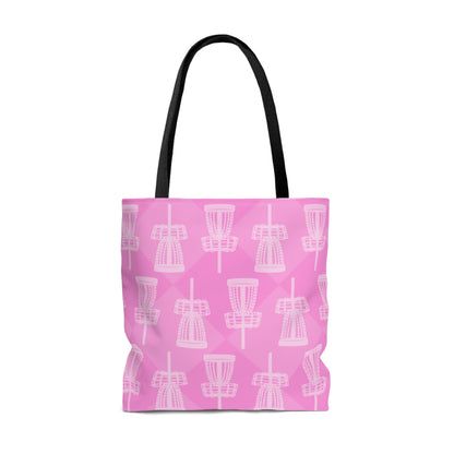 Disc Golf Baskets Pink, AOP Polyester Tote Bag