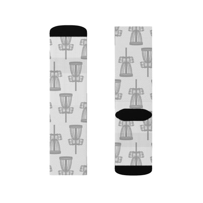 Disc Golf Basket Prism Pattern Socks - White