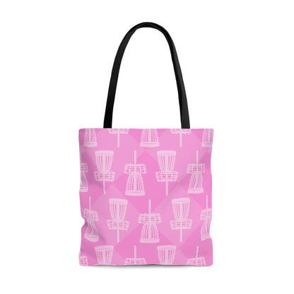 Disc Golf Baskets Pink, AOP Polyester Tote Bag