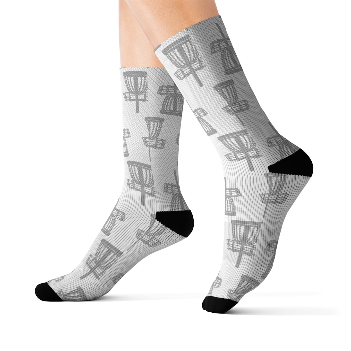 Disc Golf Basket Prism Pattern Socks - White