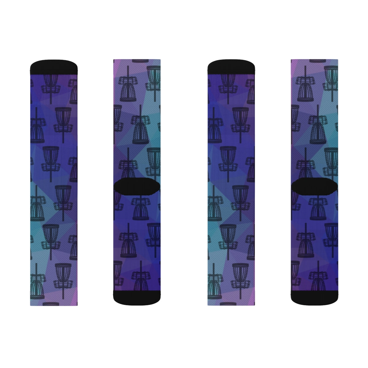 Disc Golf Basket Prism Pattern Socks - Black