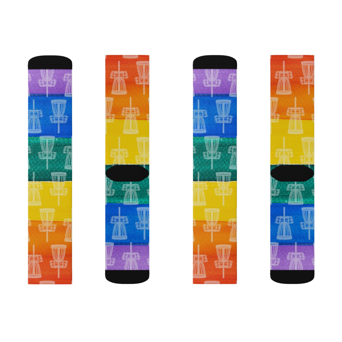 Disc Golf Basket Prism Pattern Socks - Rainbow