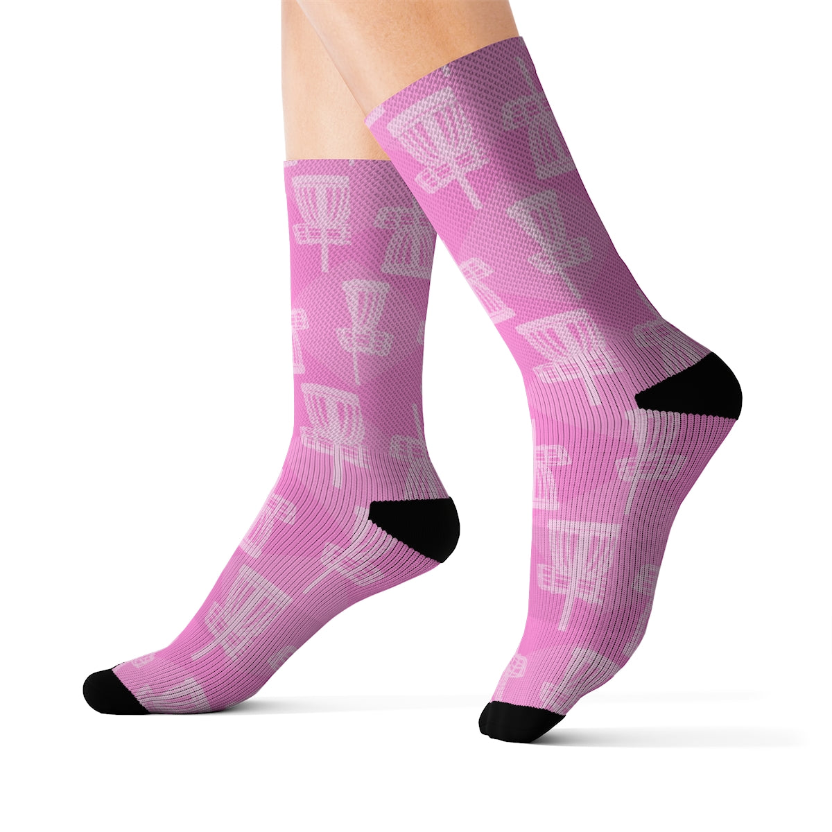 Disc Golf Basket Prism Pattern Socks - Pink