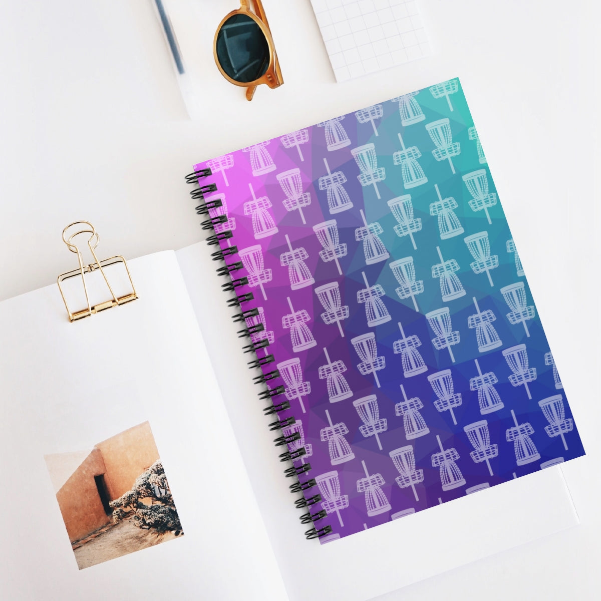 Disc Golf Basket Prism Pattern Notebook